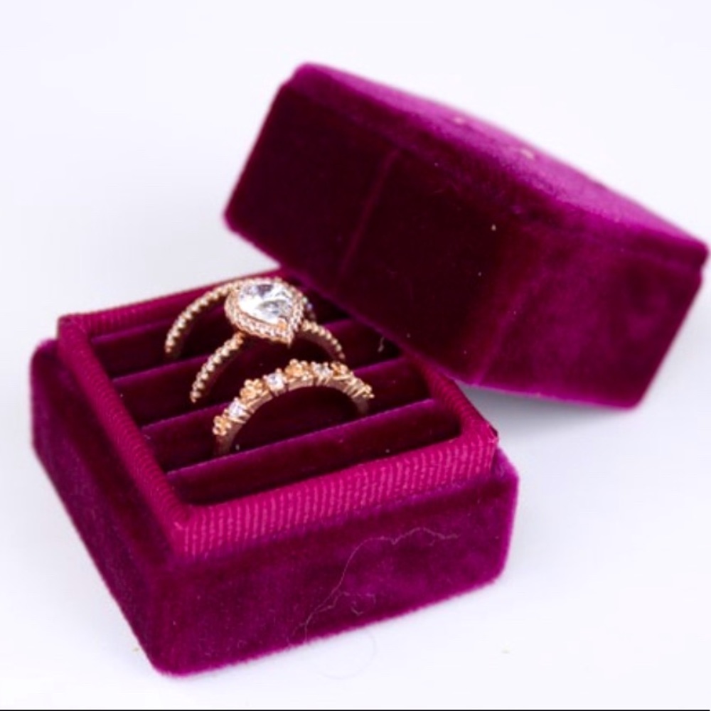 Velvet Ring Box in Burgundy. Handmade For Flat Lay for Weddings and Engagement.